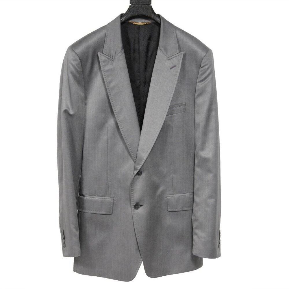 Dolce & Gabbana Mens Peak Lapel Suit 56 Grey Wool Single Breasted Two Buttons